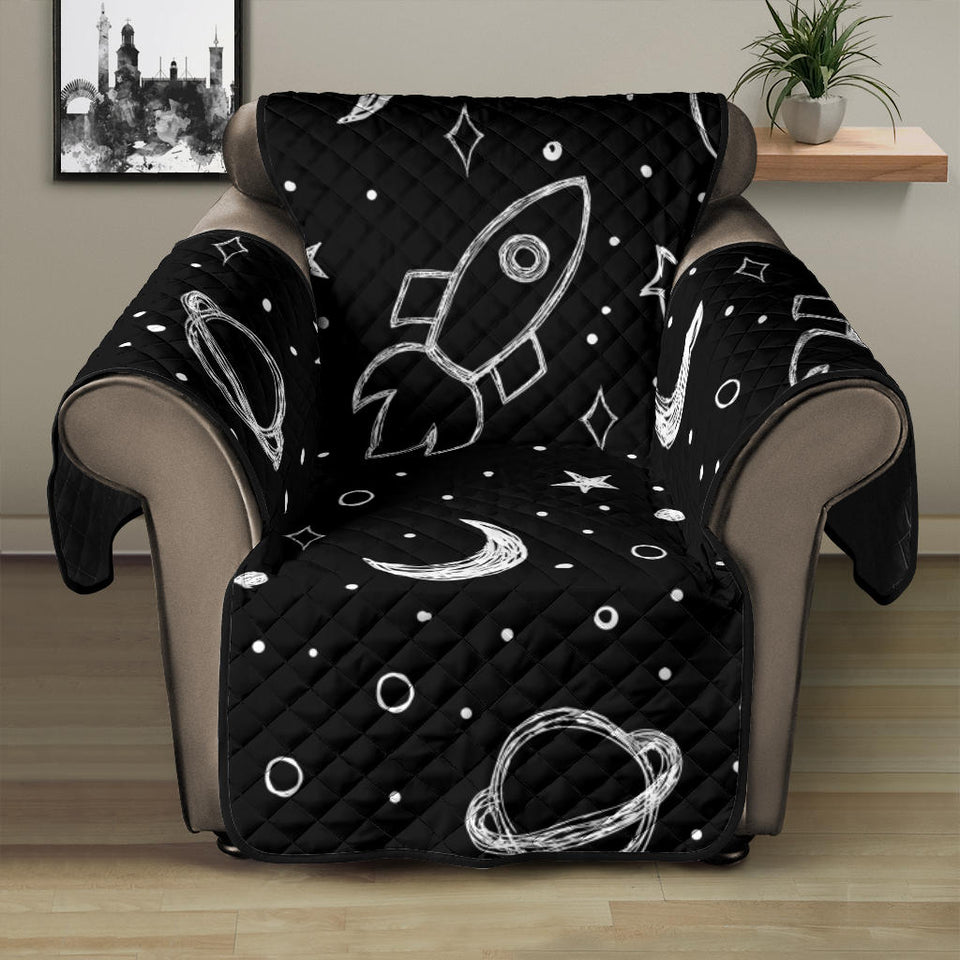Hand drawn space rocket star planet Recliner Cover Protector