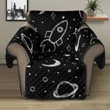 Hand drawn space rocket star planet Recliner Cover Protector
