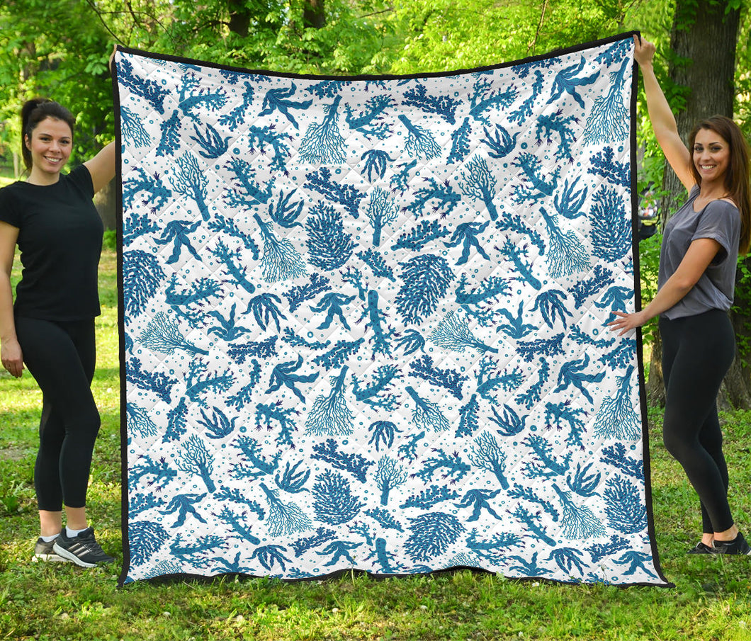 Coral Reef Pattern Print Design 01 Premium Quilt
