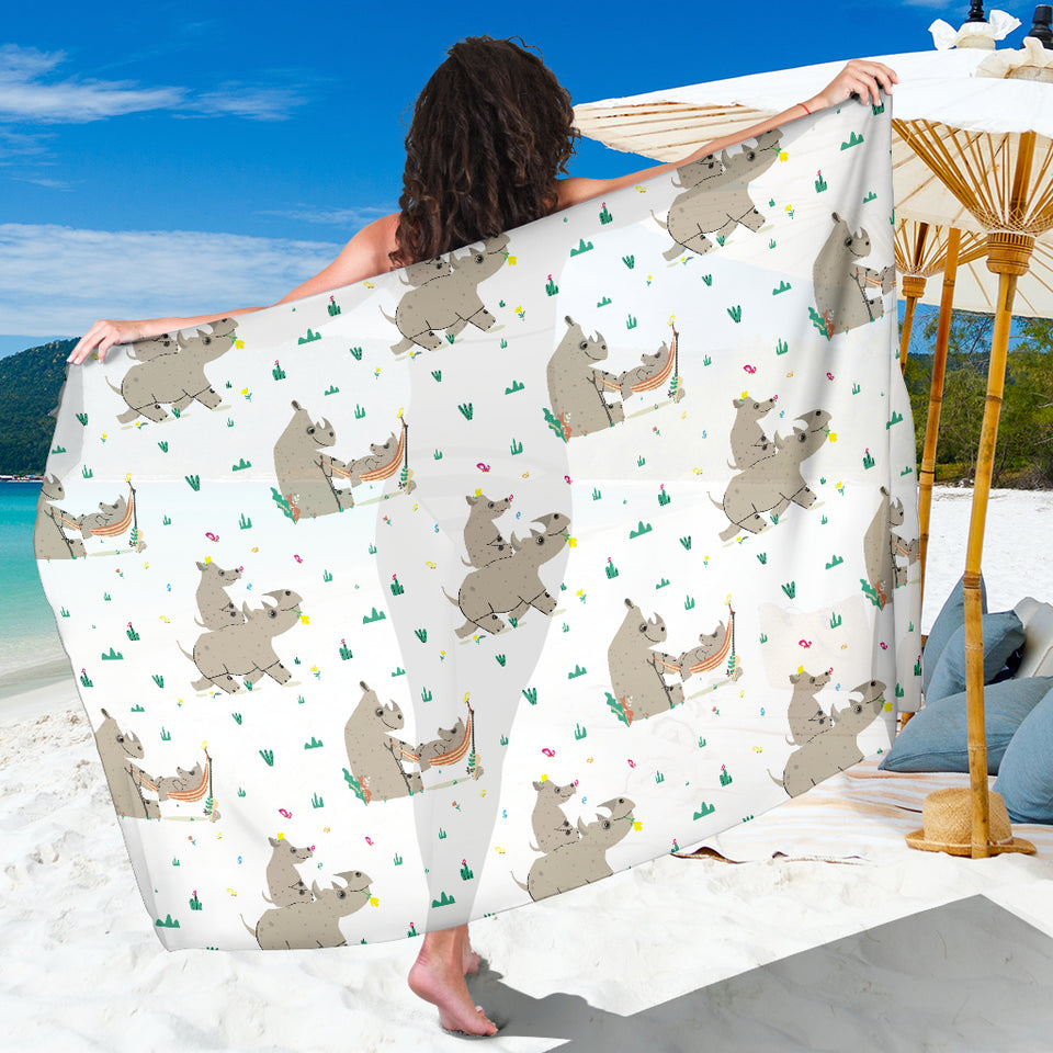 Cute Rhino Pattern Background Sarong