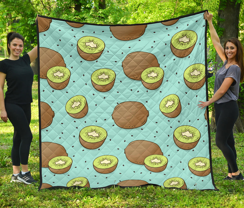 Kiwi Blue Background Premium Quilt