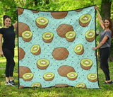 Kiwi Blue Background Premium Quilt