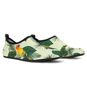 Beautiful Parrot Palm Leaves Pattern Aqua Shoes