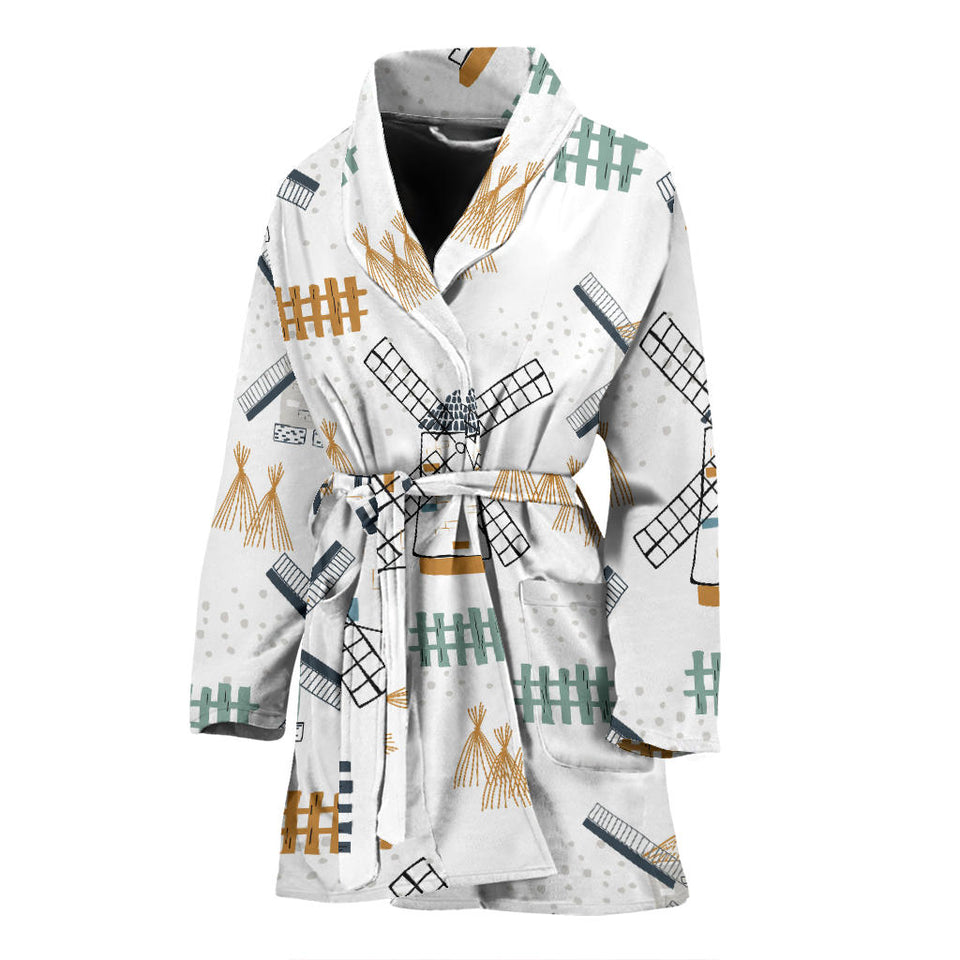 Windmill Pattern Women'S Bathrobe