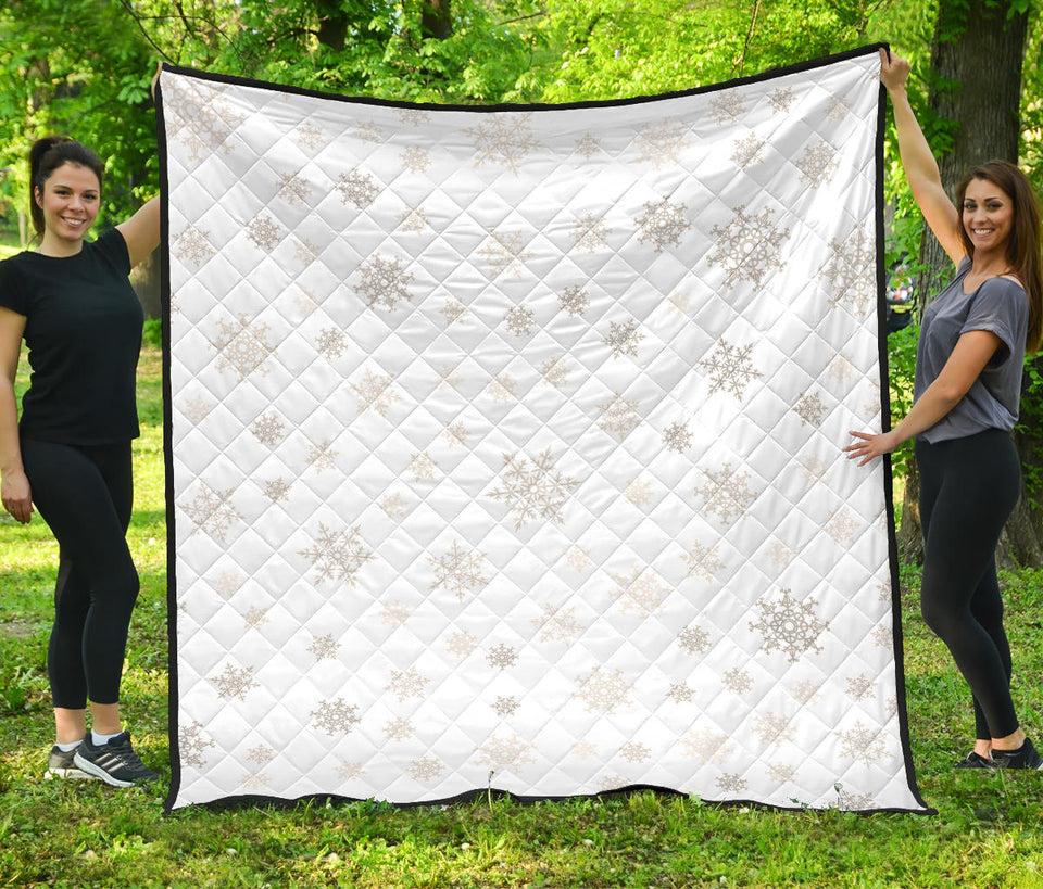 Snowflake Pattern White Background Premium Quilt