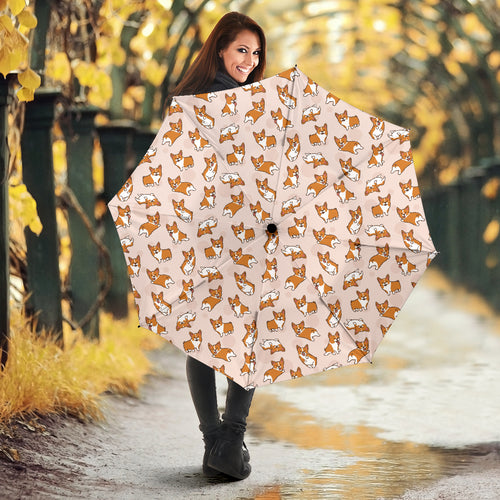 Cute Corgis Pattern Pink Background Umbrella