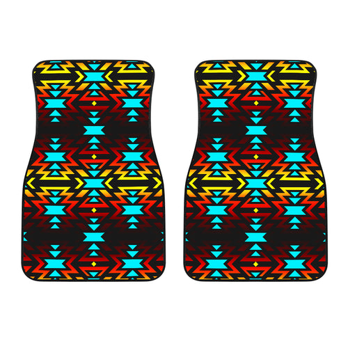 Fire Colors And Turquoise Front Car Mats (Set Of 2)