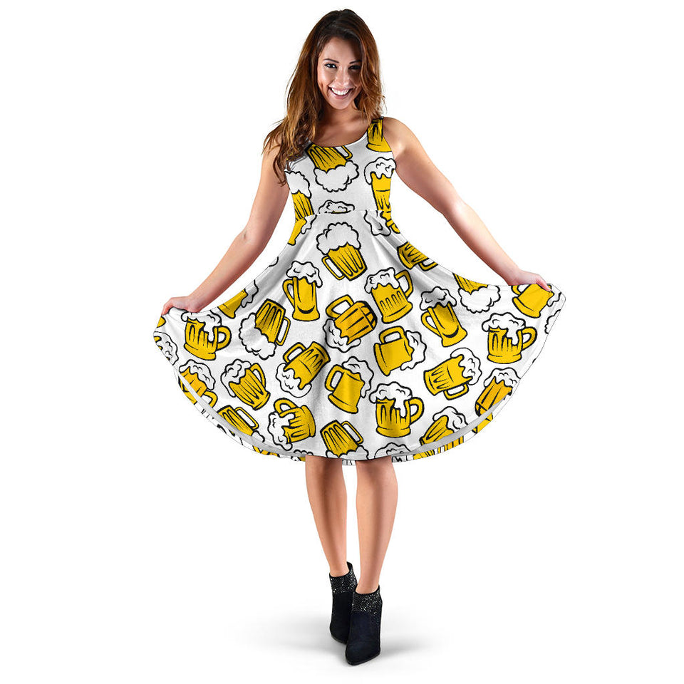 Beer Design Pattern Sleeveless Midi Dress
