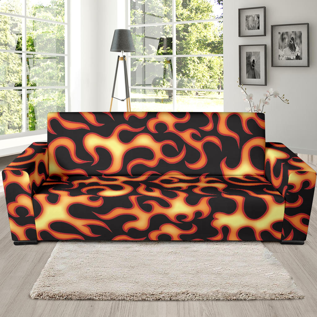 Fire Flame Dark Pattern Sofa Slipcover