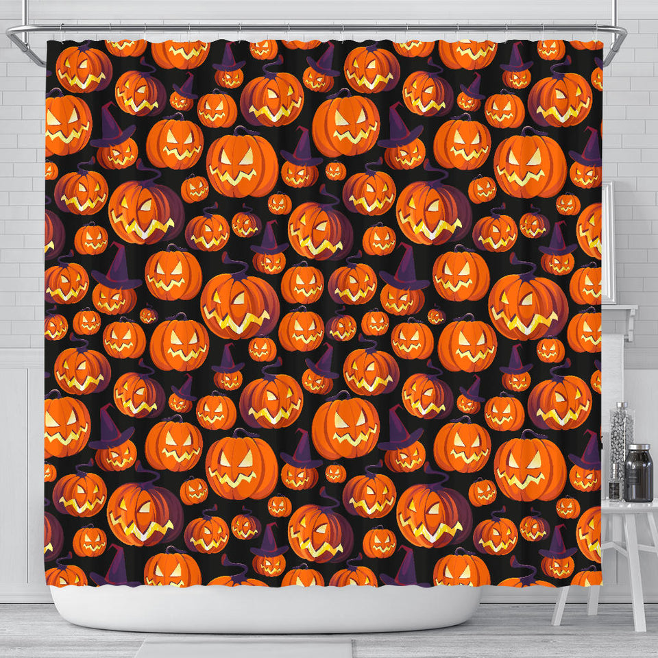 Halloween Pumpkin Pattern Shower Curtain Fulfilled In US