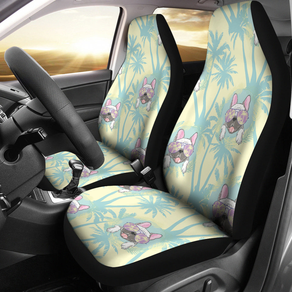 French Bulldog Hawaii Blackground Universal Fit Car Seat Covers