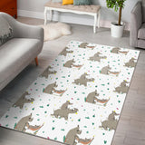 Cute Rhino Pattern Background Area Rug