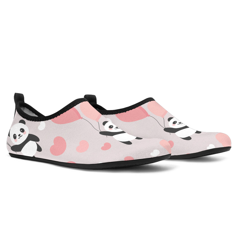 Cute Panda Ballon Heart Pattern Aqua Shoes