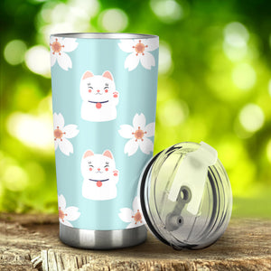 Maneki Neko Lucky Cat Sakura Tumbler