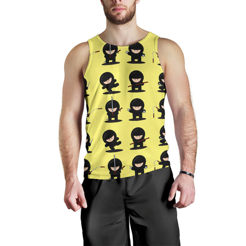 Cute ninja yellow background Men Tank Top