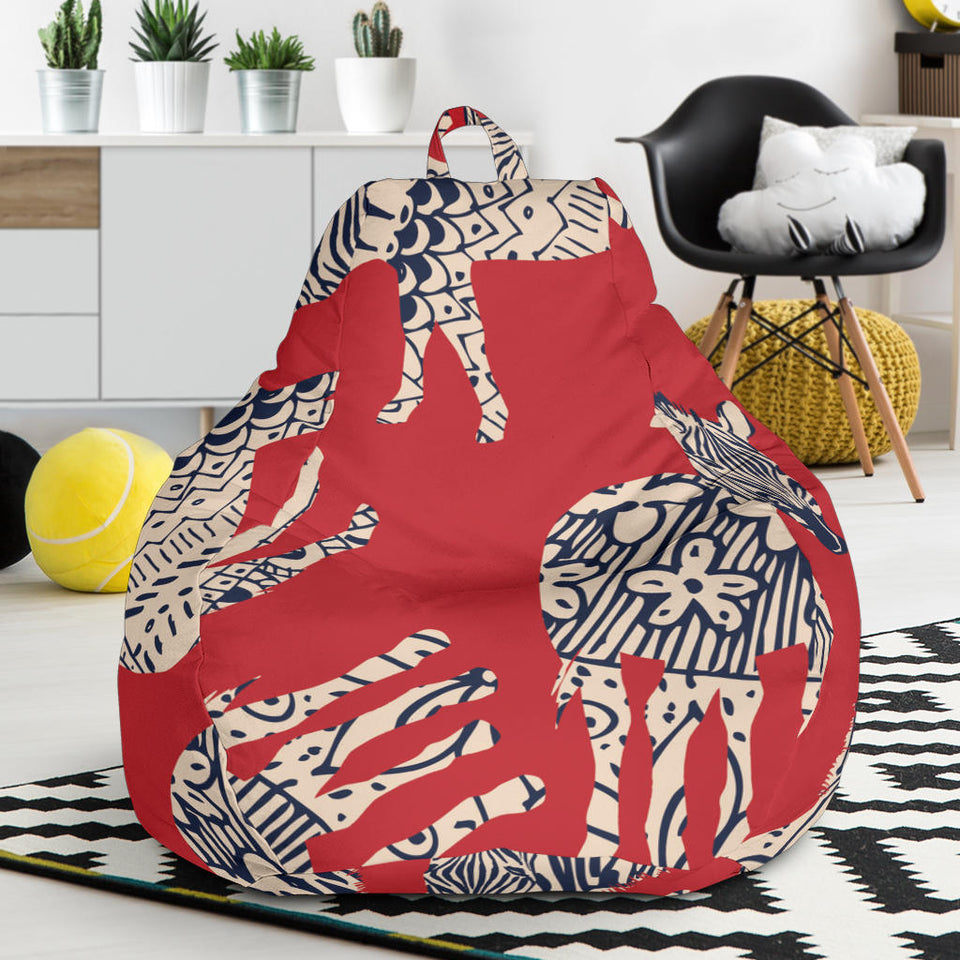 Zebra Abstract Red Background Bean Bag Cover