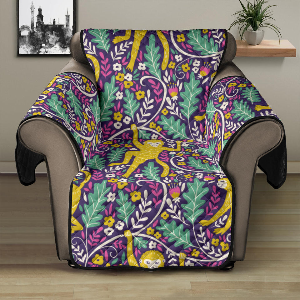 Cute yellow monkey leaves pattern Recliner Cover Protector