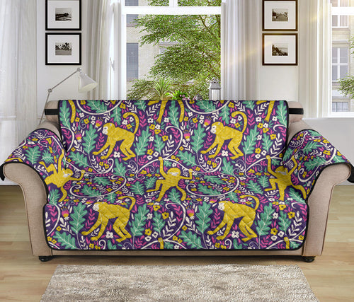 Cute yellow monkey leaves pattern Sofa Cover Protector