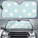 White Cute Hamsters Heart Pattern Car Sun Shade