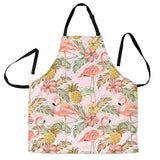 Pink Flamingo Birds Pineapples Hibiscus Flower Pattern Adjustable Apron