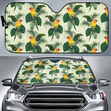 Beautiful Parrot Palm Leaves Pattern Car Sun Shade
