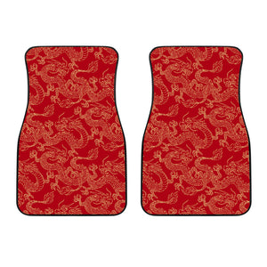 Gold Dragons Red Background Front Car Mats