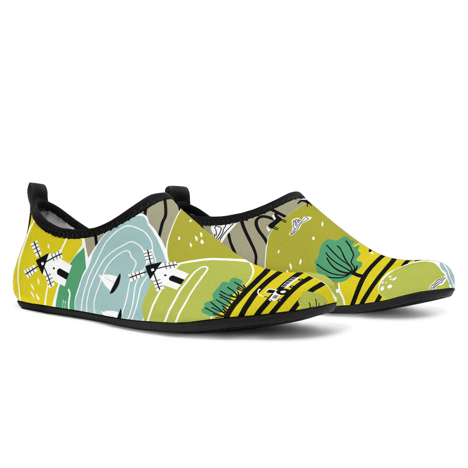 Hand Drawn Windmill Pattern Aqua Shoes