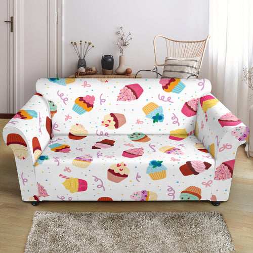Cake Cupcake Design Pattern Loveseat Couch Slipcover