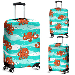 Octopuses Sea Wave Background Luggage Covers