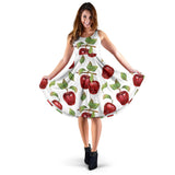 Red Apples Pattern Sleeveless Midi Dress
