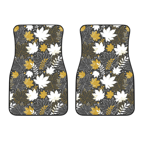 Beautiful Gold Autumn Maple Leaf Pattern Front Car Mats