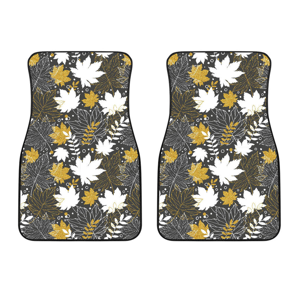 Beautiful Gold Autumn Maple Leaf Pattern Front Car Mats