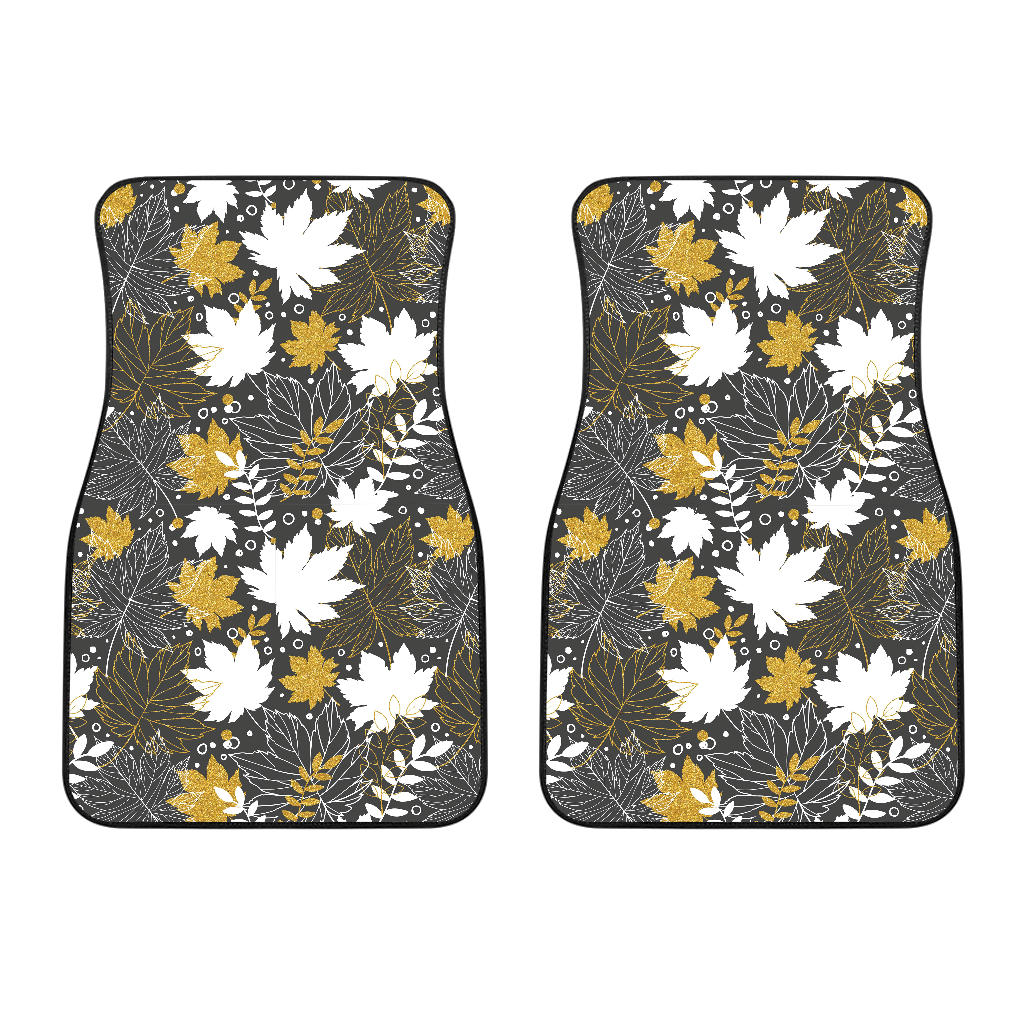 Beautiful Gold Autumn Maple Leaf Pattern Front Car Mats