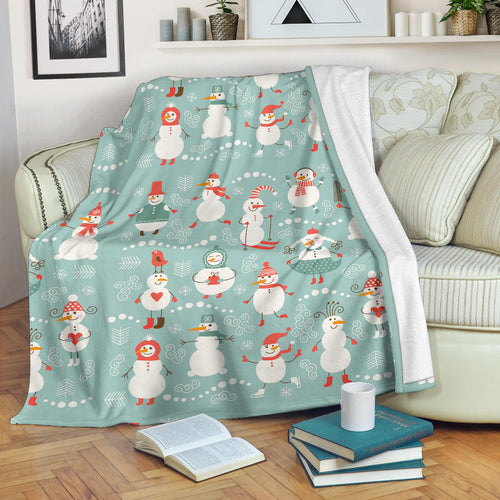 Cute Snowman Pattern Premium Blanket