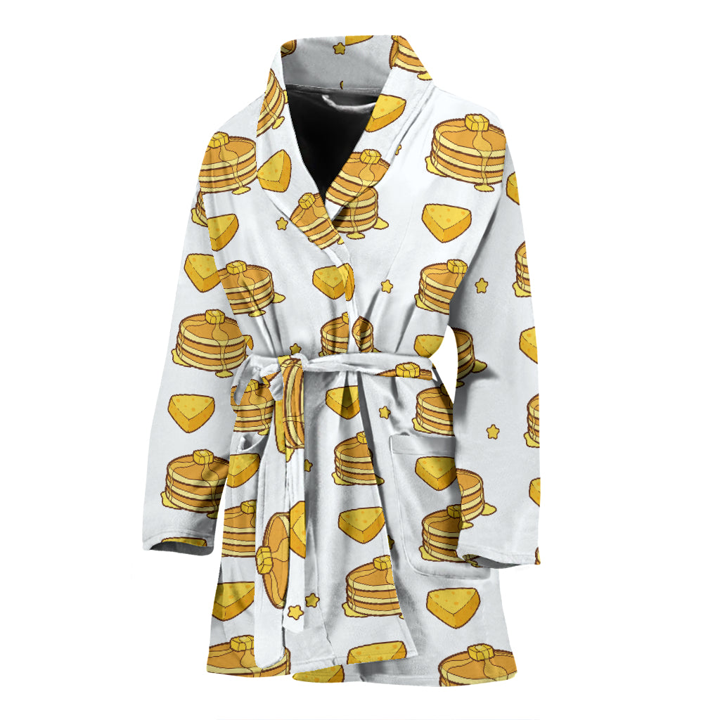 Pancake Pattern Print Design 03 Women's Bathrobe