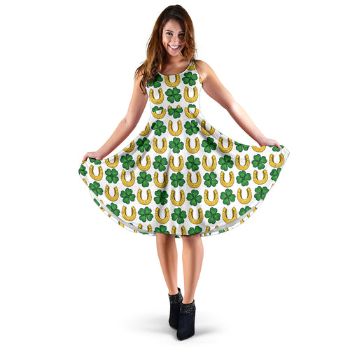 Horseshoes Pattern Print Design 04 Sleeveless Midi Dress