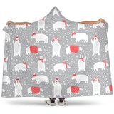 Cute Polar Bear Christmas Snow Pattern Hooded Blanket