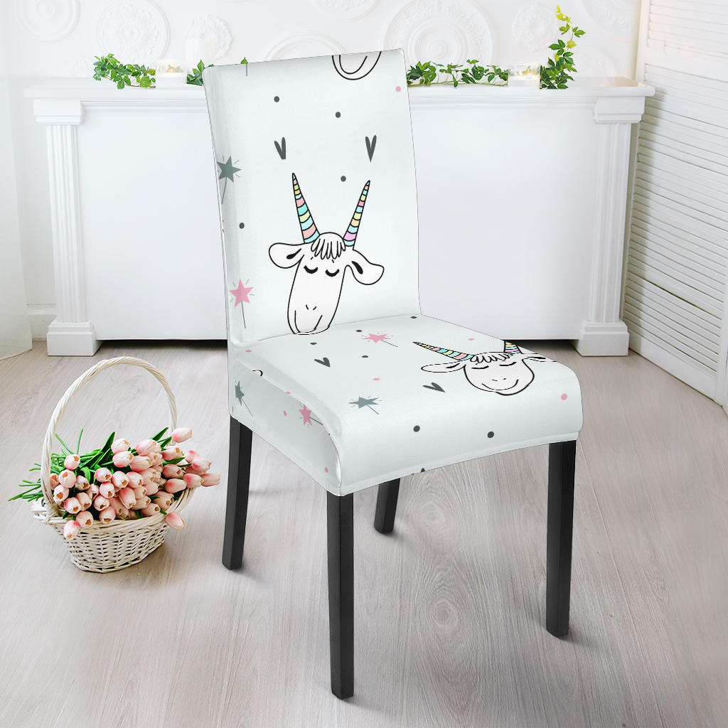 Cute Goat Design Pattern Dining Chair Slipcover