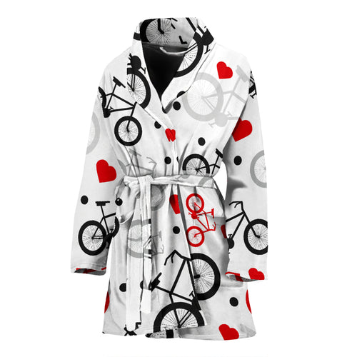 Bicycle Pattern Print Design 04 Women's Bathrobe