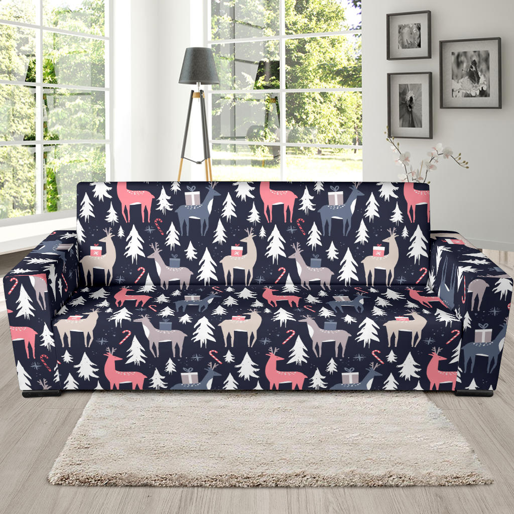 Deers Winter Christmas Pattern Sofa Slipcover