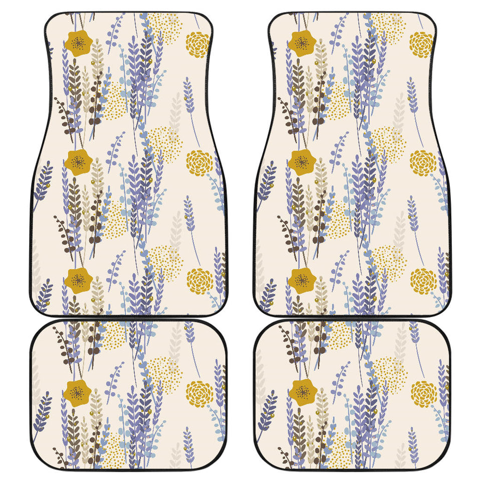 Lavender Modern Pattern Blackground Front And Back Car Mats