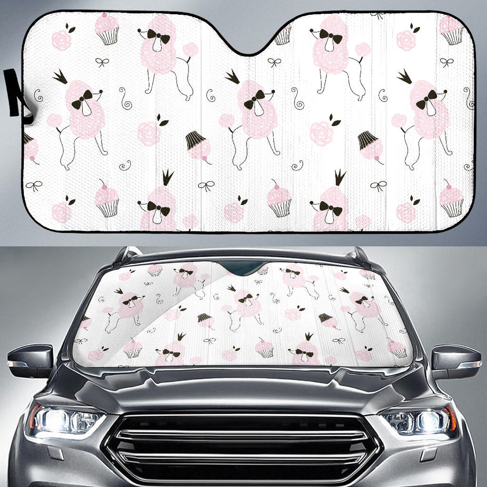 Poodle Dog Rose Cake Pattern Car Sun Shade
