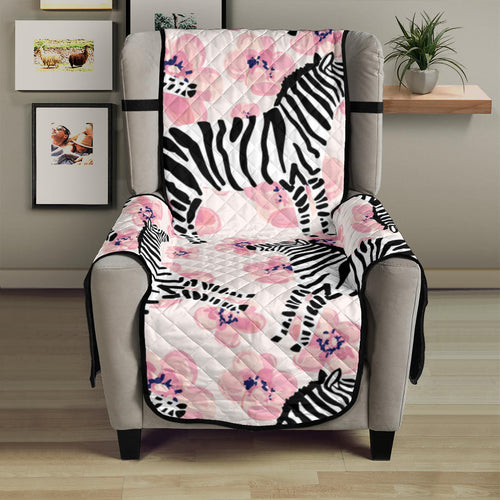 Zebra pink flower background Chair Cover Protector