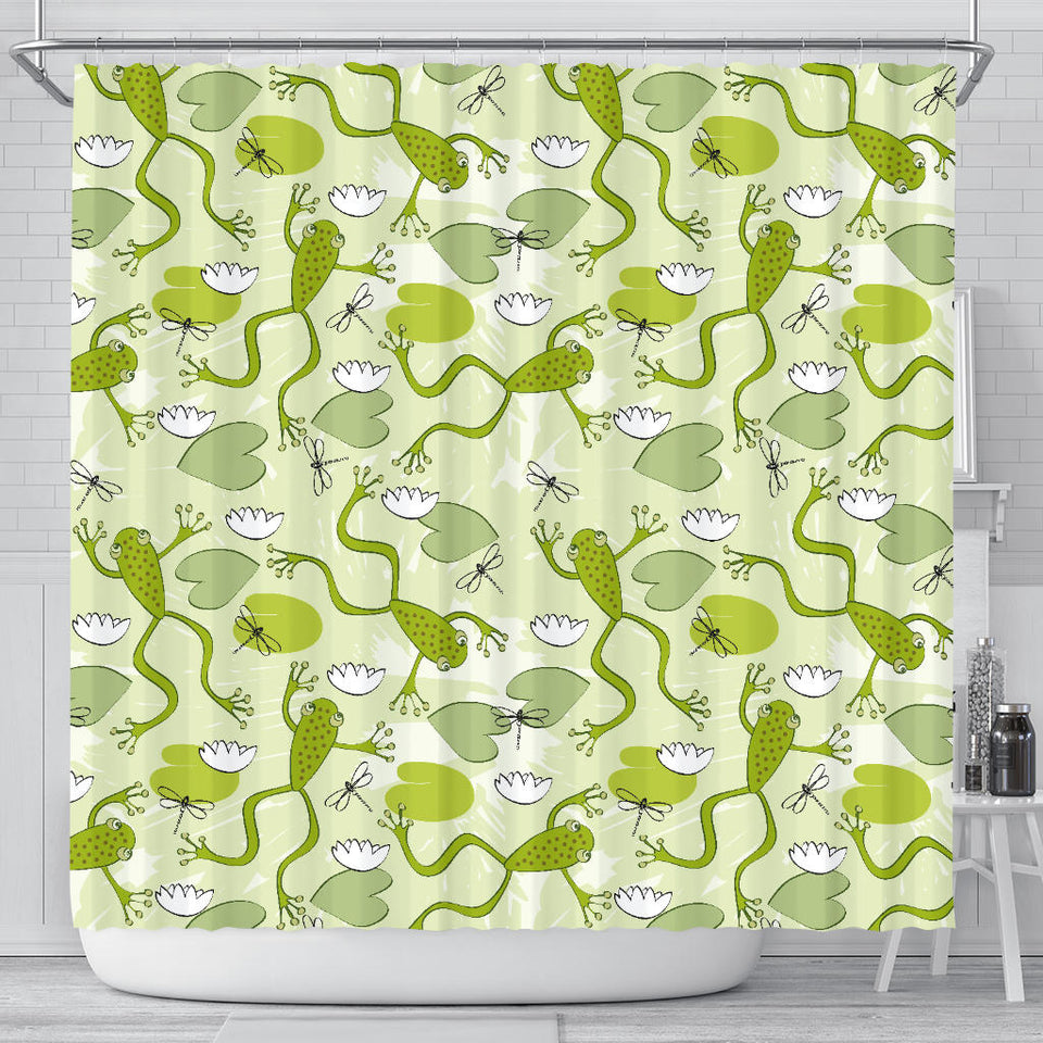 Cute Frog Dragonfly Pattern Shower Curtain Fulfilled In US