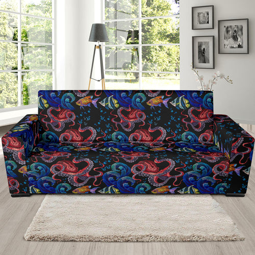 Octopus Sea Wave Tropical Fishe Pattern Sofa Slipcover