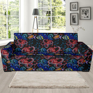 Octopus Sea Wave Tropical Fishe Pattern Sofa Slipcover