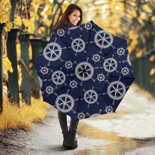 Nautical Steering Wheel Design Pattern Umbrella