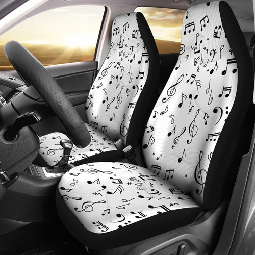Music Notes Pattern Print Design 04 Universal Fit Car Seat Covers