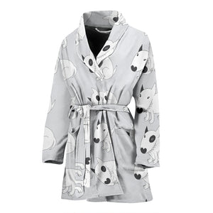 Bull Terrier Pattern Print Design 01 Women's Bathrobe