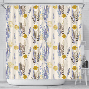 Lavender Modern Pattern Blackground Shower Curtain Fulfilled In US